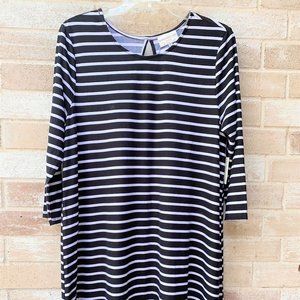 Bobbie Brooks T-Shirt Striped Dress Black/White